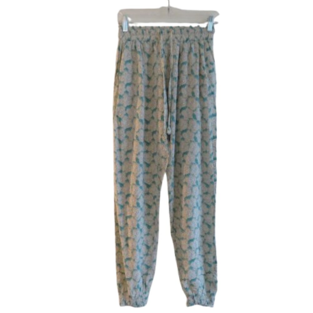 GILLIA HAWAII Floral Print Pull On Pants Medium Festival Summer Boho Bohemian